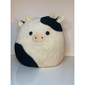 Squishmallow Connor the Cow 16" Large Plush Fuzzamallow Fuzzy Black And White
